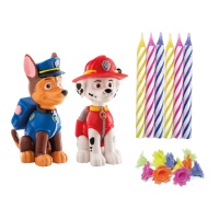 Paw Patrol Kuchenset mit Canine Patrol Figuren und Kerzen - Dekora