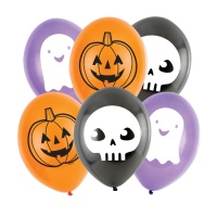 Latexballons Halloween Figuren farblich sortiert - 6 Stück.