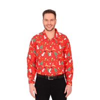 Rotes Weihnachtshemd mit Schneemann