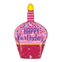 Happy Birthday Sparkle Cupcake Ballons 89cm - Grabo