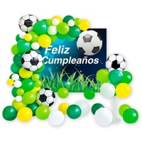 Kit de globos y cartel de Fútbol de cumpleaños - 65 piezas