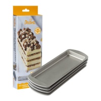 Rechteckige Stahlformen für Schichtkuchen 31 x 12 cm - Decora - 4 Stück.