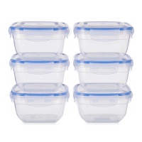 900 ml quadratische Kunststoff-Tupperware - 6 Stück