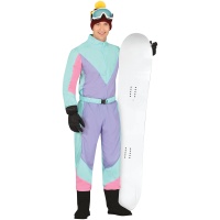 Lila und blau Skifahrer Kostüm für Mann