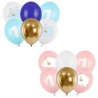 Elefanten Baby Erster Geburtstag Latexballons 30 cm - PartyDeco - 6 Stück