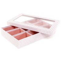 Box 35 x 23 x 6 cm Vichy rosa - 9 Fächer