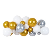 Ballongirlande in Gold und Silber - 36 Stück