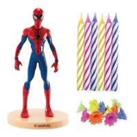 Kuchenset mit Spiderman-Figur und Kerzen - Dekora