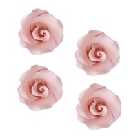 4 cm rosa Rosen Zuckerfiguren - Dekora - 36 Stück