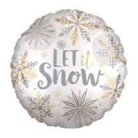 Runder Schneeflocken-Globus mit Botschaft Let it snow 45cm - Anagram