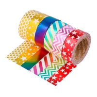 Washi Tape metallisiert Sortiment 10 m - 6 Stück.