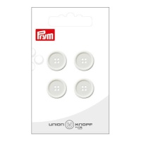 Weiße Knöpfe mit 1,5 cm Rand mit vier Löchern - Prym - 4 Stück.