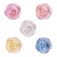 Bunte rosa Zuckerfiguren 3 cm - Dekora - 76 Stück