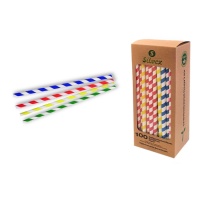 23 cm biologisch abbaubare Chevron-Papierstrohhalme - 100 Stück.