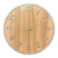 Grau und Holz Wanduhr 60 cm - DCasa