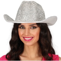 Silberner Glitzer-Cowgirl-Hut