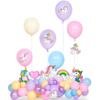 Kit de globos con soportes de Unicornio de Fantasía - 42 unidades