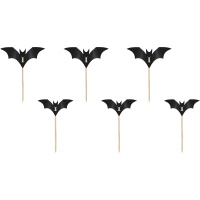 Halloween Fledermäuse Cupcake-Picks - 6 Stück