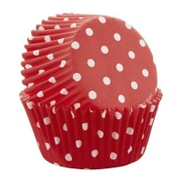 Rote Cupcake-Kapseln mit weißen Tupfen 5 cm - Wilton - 75 Stk.