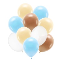 Latexballons von 27 bis 30 cm in Braun und Blau - 10 Stück