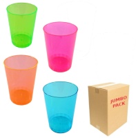 Neon sortierte 370ml Plastikbecher - 192 Stück.