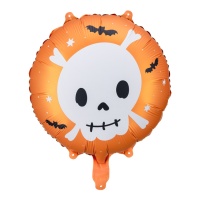 Runder Ballon mit Totenkopf und Fledermäusen 45 cm - PartyDeco