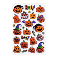 Halloween-Kürbis-Prägesticker - 1 Blatt