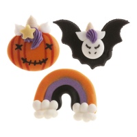 2D Einhorn Halloween Zuckerfiguren 3,5 x 5,5 cm - Dekora - 48 Stück