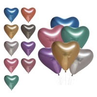 30 cm verchromte, biologisch abbaubare, herzförmige Latexballons - Nordic Balloons - 6 Stück.