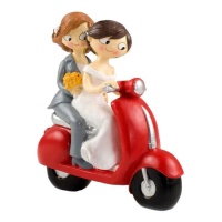 Figur für Hochzeitstorte von Bräuten auf Motorrad 17 cm