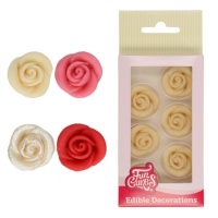 Marzipan-Rosen-Glitzer-Figuren 2,5 cm - FunCakes - 6 Stück