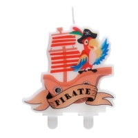 Piratenschiff Kerze mit Papagei 7,5 cm