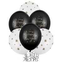 Happy New Year Latex-Ballons 30 cm - PartyDeco - 50 Stk.