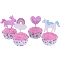 Cupcake-Kapseln mit Einhorn-Picks - 24 Stück