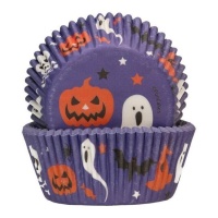 Fliederfarbene Halloween Cupcake-Kapseln - Funcakes - 48 Stück