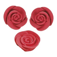 Rote Rosen Zuckerfiguren 3 x 3 cm - Dekora - 48 Stück.