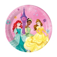 Disney Prinzessinnen-Teller Tiana, Ariel und Belle 19,5 cm - 8 Stück.