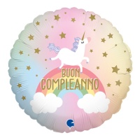 Buon Compleanno Einhorn Pastello Luftballon 46 cm - Grabo