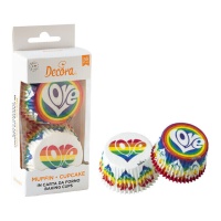 Regenbogen Liebe Cupcake-Kapseln - Dekorieren - 36 Stück