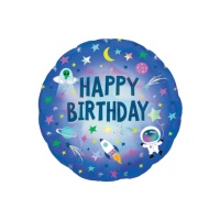 Outer Space Ballon Happy Birthday 45 cm - Anagramm