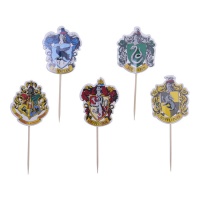 Hogwarts-Schild Cupcake-Picks - 6 Stück.