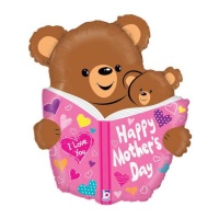 Happy Mother's Day Teddybär Ballon mit Buch 48 x 58 cm - Grabo