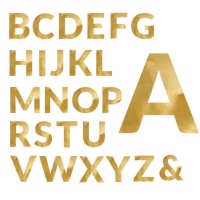 Großer goldener Polystyrol-Buchstabe von 60 cm.