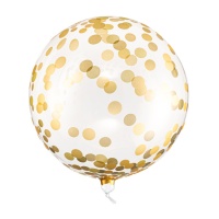 Transparenter orbz Ballon mit goldenen Punkten 40 cm - PartyDeco - 1 Stück