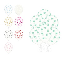 Transparente Latexballons mit Herzen 30 cm - PartyDeco - 50 Stück