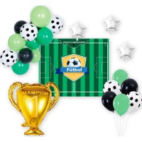 Kit de globos con cartel de Fútbol Champion - 23 unidades