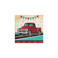 Vintage Red Truck Servietten 12,5 x 12,5 cm - 16 Stück.