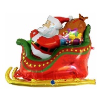 Weihnachtsmann Ballon mit Schlitten 117 cm - Grabo