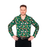 Grünes Weihnachtshemd mit Weihnachtsmann