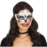 Catrina Maske mit Spinne und Blumen